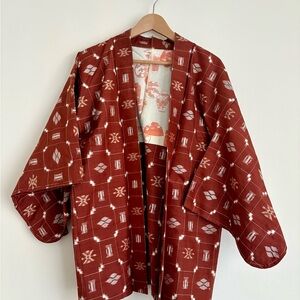 Vintage Rust Color Silk Japanese Haori Jacket